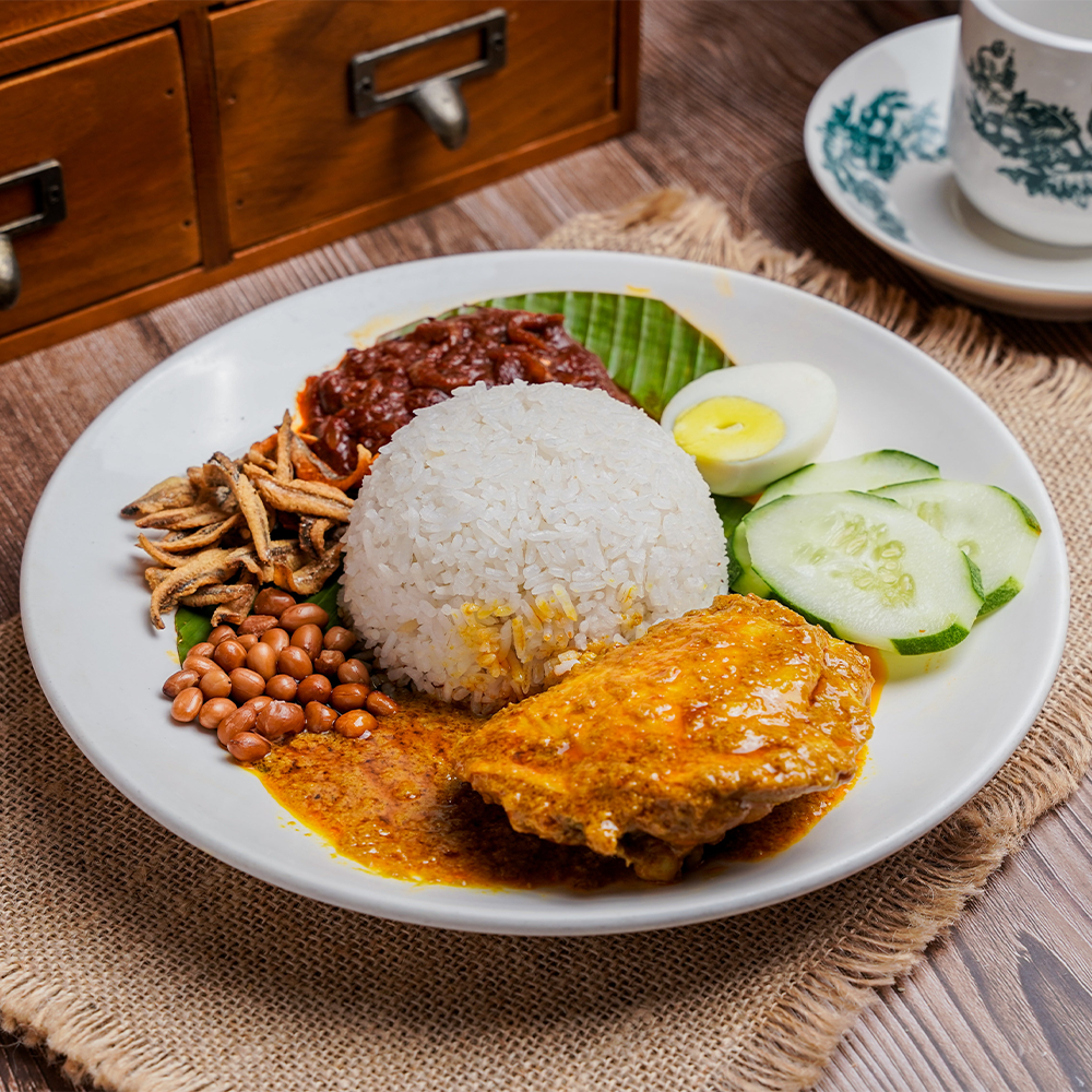 Nasi Lemak with curry Chicken