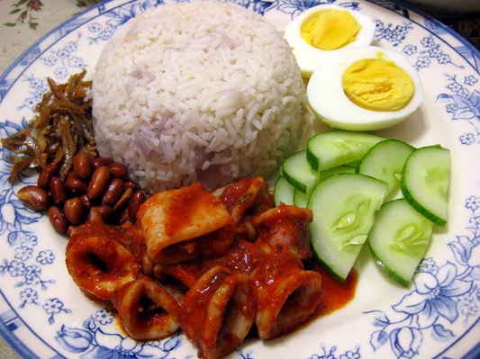 Nasi Lemak with sambal Mutton